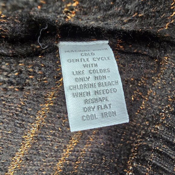 Charter Club Open-Front Metallic Cardigan Sweater Black/Orange Acrylic Blend - Picture 4 of 6